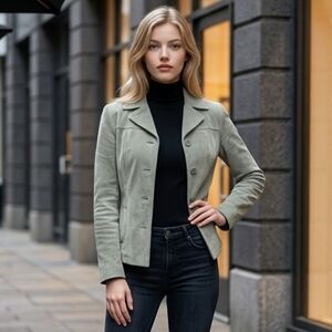 Light Green Suede Jacket XS